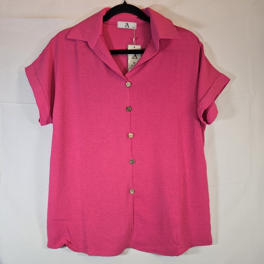 Pink Collared Lightweight Blouse